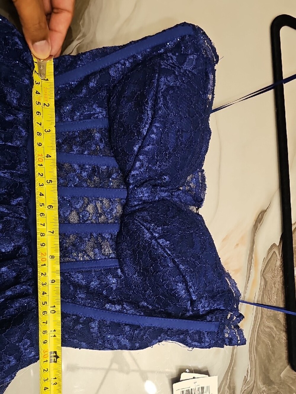 Navy Blue Lace Bustier Mini Dress - Picture 8 of 10